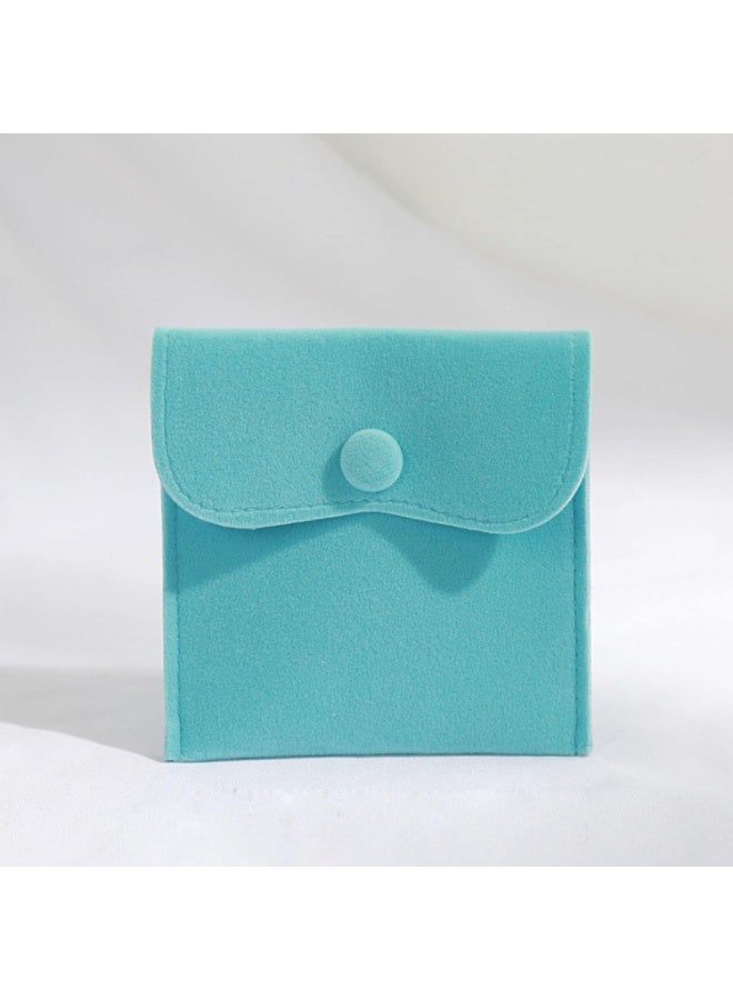 10 قطع حقائب مجوهرات مخملية كبيرة مع زر غلق - حقائب تخزين وهدايا محمولة بالأزرق الأنيق - Image 5